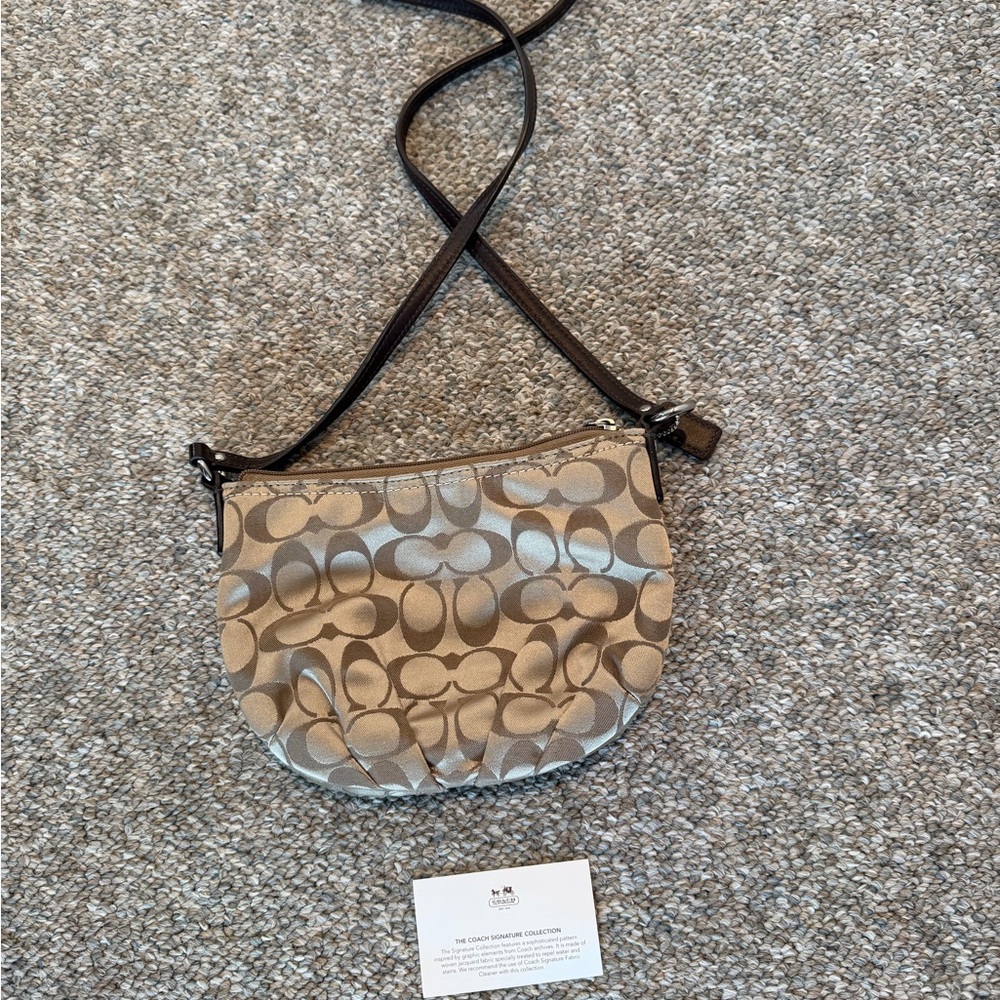 Coach Signature Collection Beige and Black Crossbody Bag